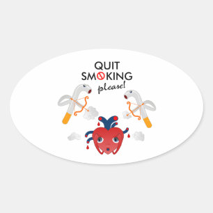 Sticker Ovale Cessez de fumer s'il vous plaît