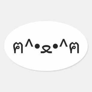 Sticker Ovale Chat avec Paws Emoticon ฅ^ ・ ・^ฅ Kaomoji Japonais