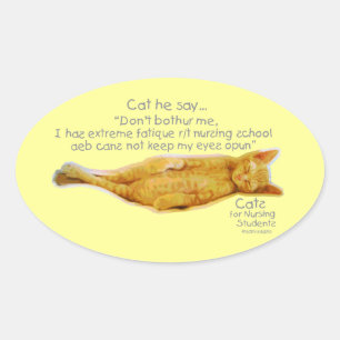 Sticker Ovale Chats pour étudiants en soins infirmiers - Fatigue
