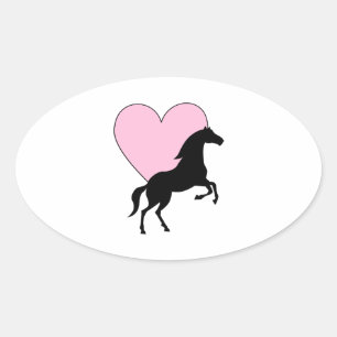Sticker Ovale Chevaux et amour