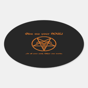Sticker Ovale Chèvre foncée satanique d'humour de pentagramme