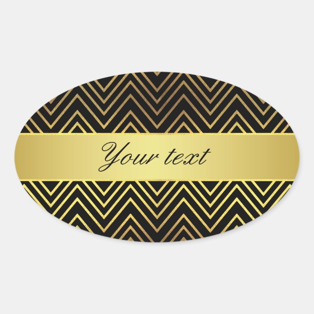 Sticker Ovale Chevrons Faux Gold Classy (Devant)