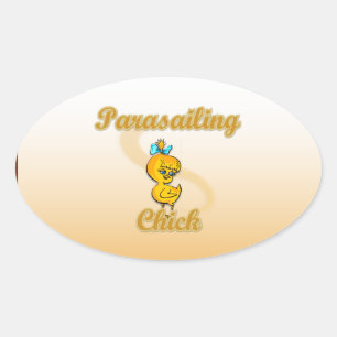 Sticker Ovale Chick parachutiste