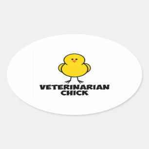 Sticker Ovale Chick vétérinaire