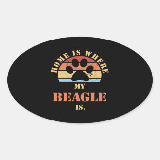 Sticker Ovale Chien Beagle mignon
