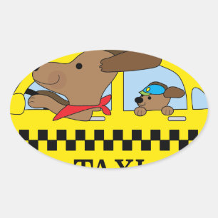 Sticker Ovale Chien de taxi de New York
