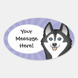 Sticker Ovale Chien de traîneau sibérien de bande