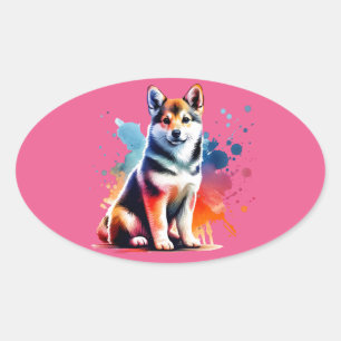 Sticker Ovale Chien norvégien pendu au poumon
