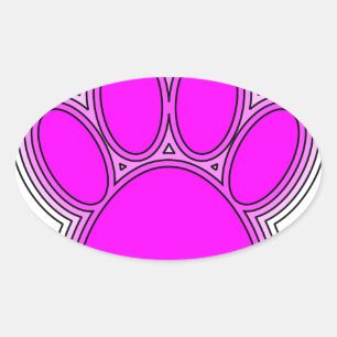 Sticker Ovale Chien Paw En Rose Avec Des Contours