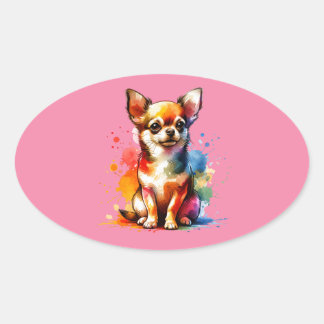 Sticker Ovale Chihuahua Chig