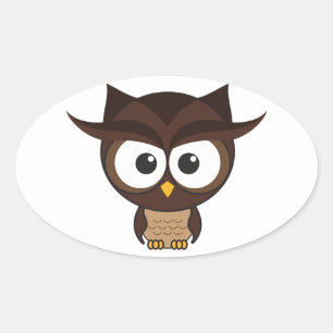 Sticker Ovale Chouette Brown