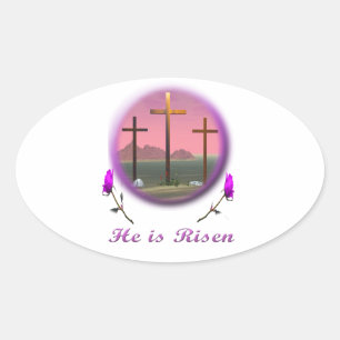 Sticker Ovale Christ ressuscité