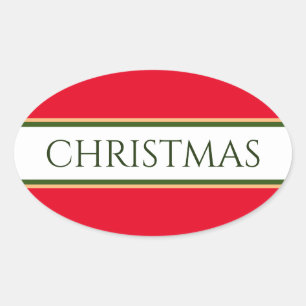 Sticker Ovale CHRISTMAS Bright Red Green White Racing Stripes