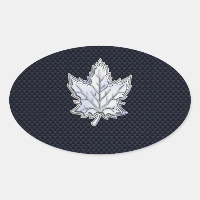 Sticker Ovale Chrome Comme Maple Leaf Fibres de carbone Impressi (Devant)