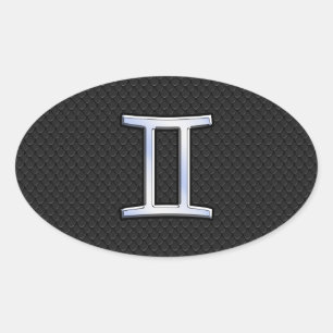 Sticker Ovale Chrome Comme Symbole Zodiac Gemini