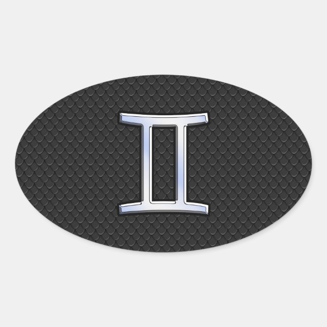 Sticker Ovale Chrome Comme Symbole Zodiac Gemini (Devant)