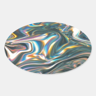 Sticker Ovale Chrome holographique