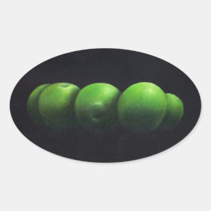 Sticker Ovale Cinq pommes vertes