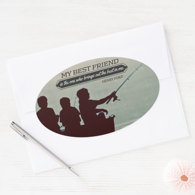 Sticker Ovale Citation Inspirationnelle de Henry Ford "Meilleur  (Enveloppe)