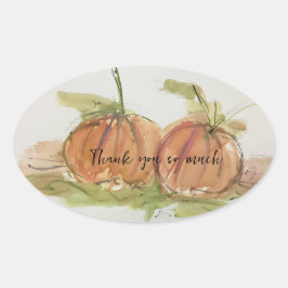 Sticker Ovale Citrouille d'esquisse d'aquarelle d'origine