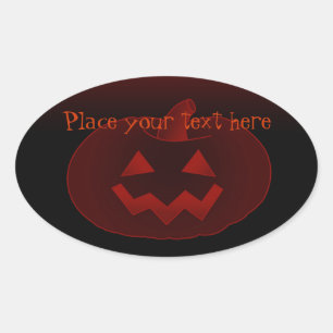 Sticker Ovale Citrouille Halloween 002