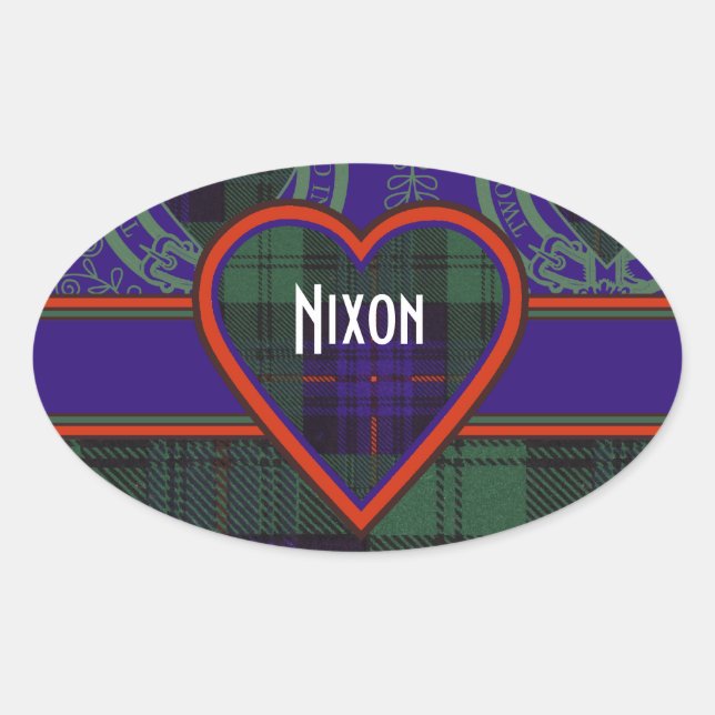 Sticker Ovale Clan Nixon Plaid Scottish kilt tartan (Devant)