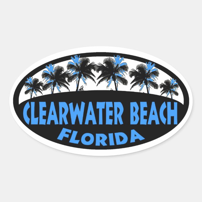 Sticker Ovale Clearwater Beach Palmiers de Floride (Devant)