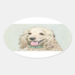 Sticker Ovale Cocker Spaniel Buff Peinture - Art Chien original