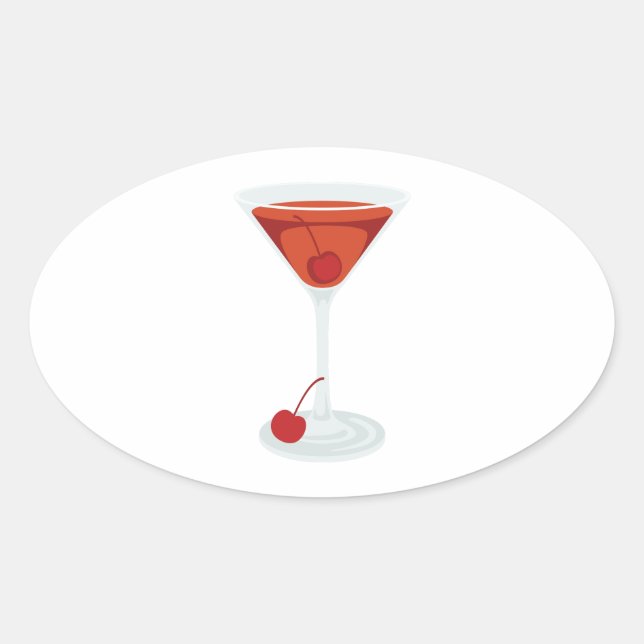Sticker Ovale Cocktail Manhattan (Devant)