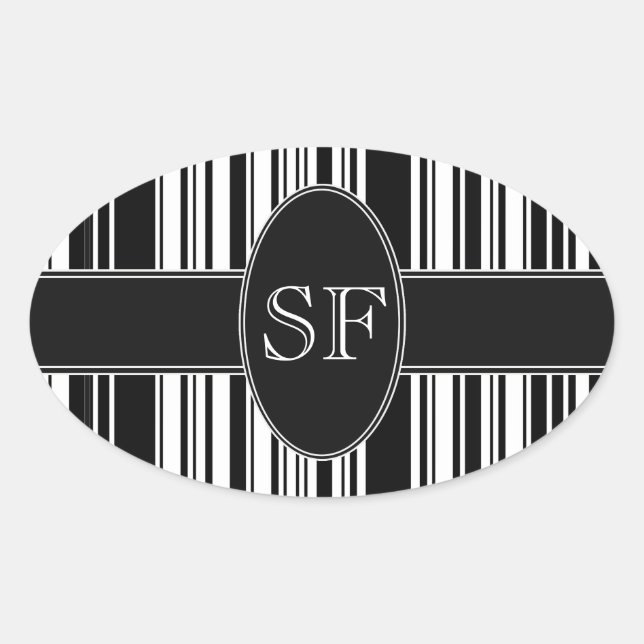 Sticker Ovale Code barre noir et blanc (Devant)