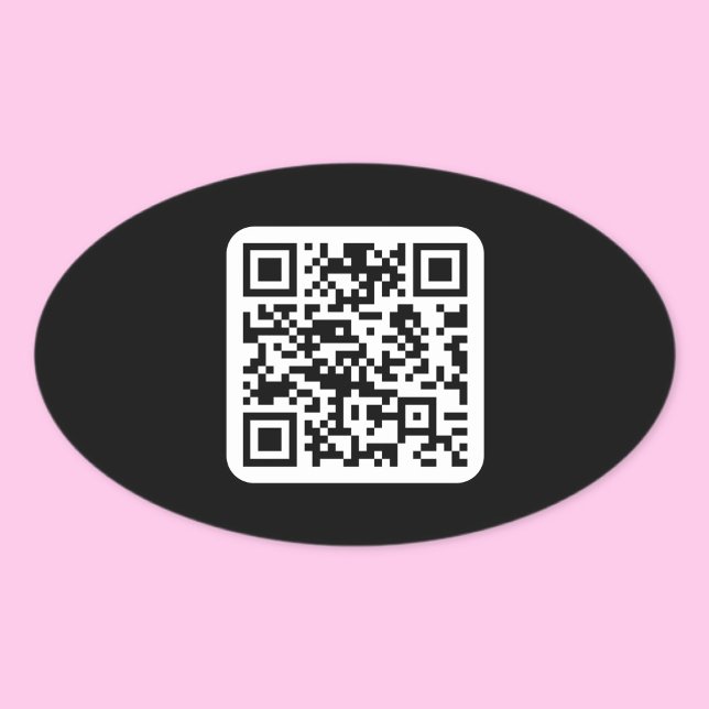 Sticker Ovale Code QR moderne modifiable | Blanc noir ou toute c (Créateur téléchargé)