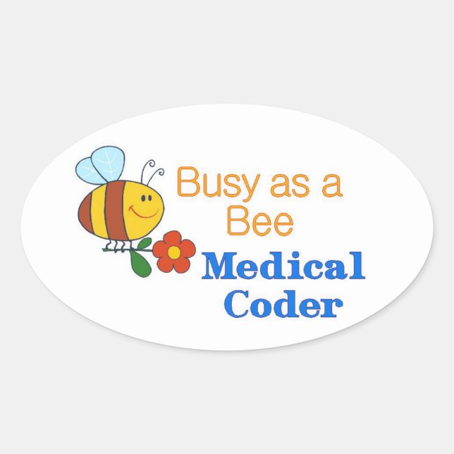 Sticker Ovale Codeur Médicale d'abeille occupé (Devant)
