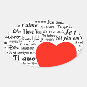 Sticker Ovale coeur je t'aime