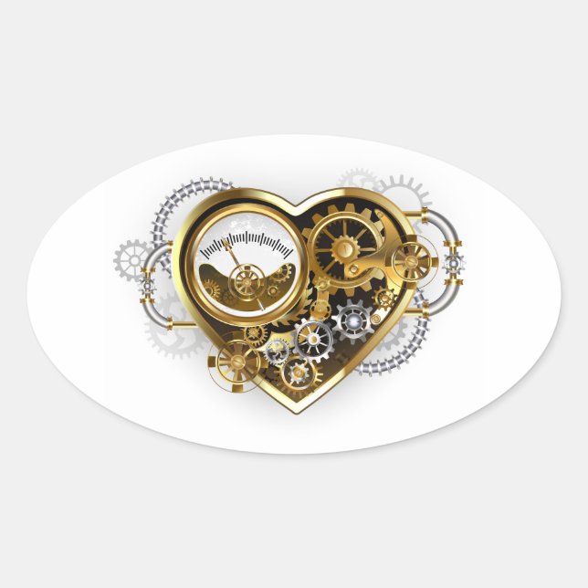 Sticker Ovale Coeur vapeur avec un manomètre (Devant)