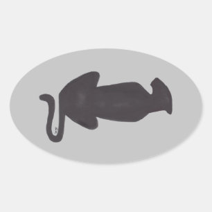 Sticker Ovale Collier ovale Silhouette de chat noir