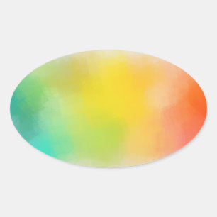 Sticker Ovale Coloré Abstrait blanc blanc Modèle bleu vert