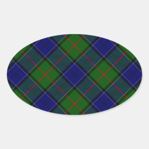 Sticker Ovale Colquhoun tartan bleu vert plaid