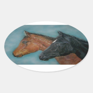 Sticker Ovale colt de cerf de marronnier brun mignon
