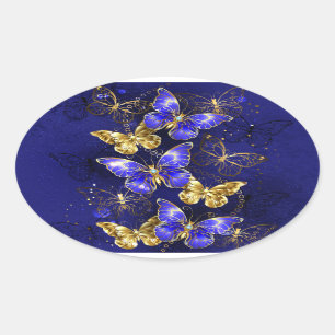 Sticker Ovale Composition avec papillons Sapphire