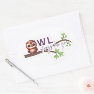 Sticker Ovale Conception adorable des chouettes