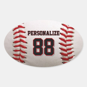 Sticker Ovale Conception de joueur de baseball avec numéro et no