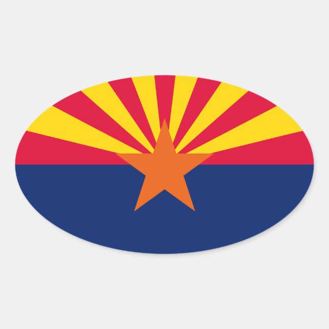 Sticker Ovale Conception du drapeau de l'État de l'Arizona (Devant)