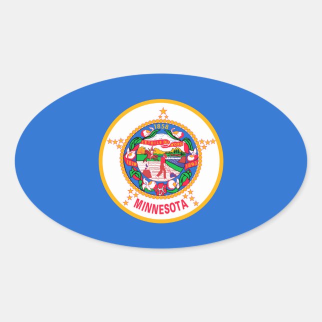 Sticker Ovale Conception du drapeau de l'État du Minnesota (Devant)