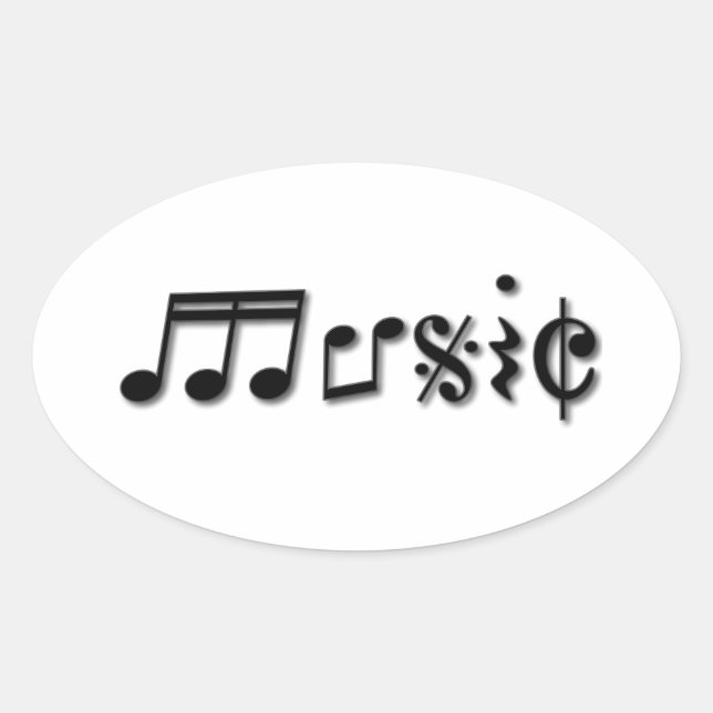 Sticker Ovale Conception du texte de musique (Devant)
