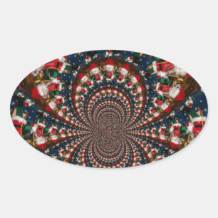 Sticker Ovale Conception Kaleidoscope Père Noël spéciale