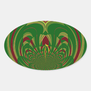 Sticker Ovale Conception Motif de Motif Floral Éthique Africaine