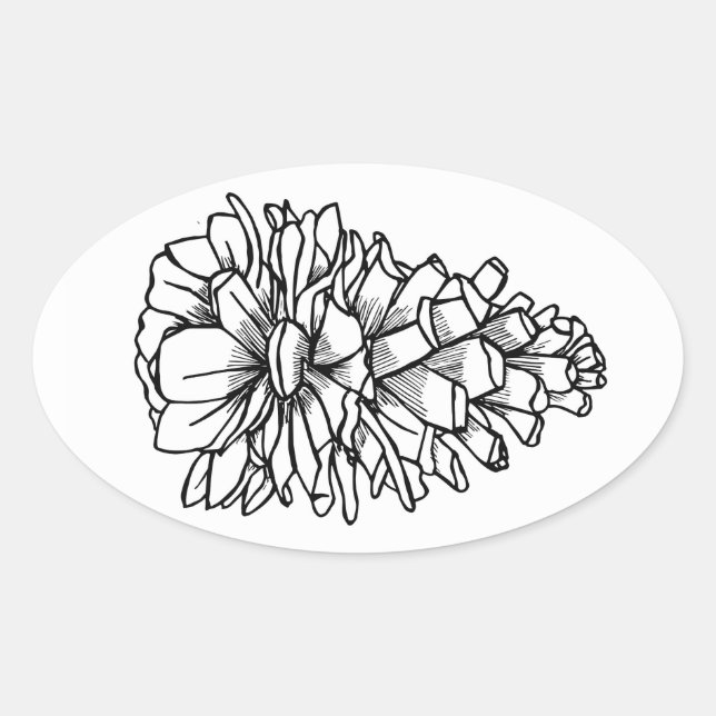 Sticker Ovale Cône de pin (Devant)