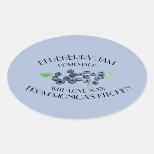 Sticker Ovale Confit de Myrtille Aquarelle Fruit Cuisine