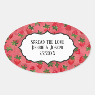 Sticker Ovale Confiture de fraise maison ou mariage préféré
