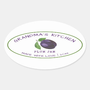 Sticker Ovale Confiture de prunes Grand-mère Cuisine Faite avec